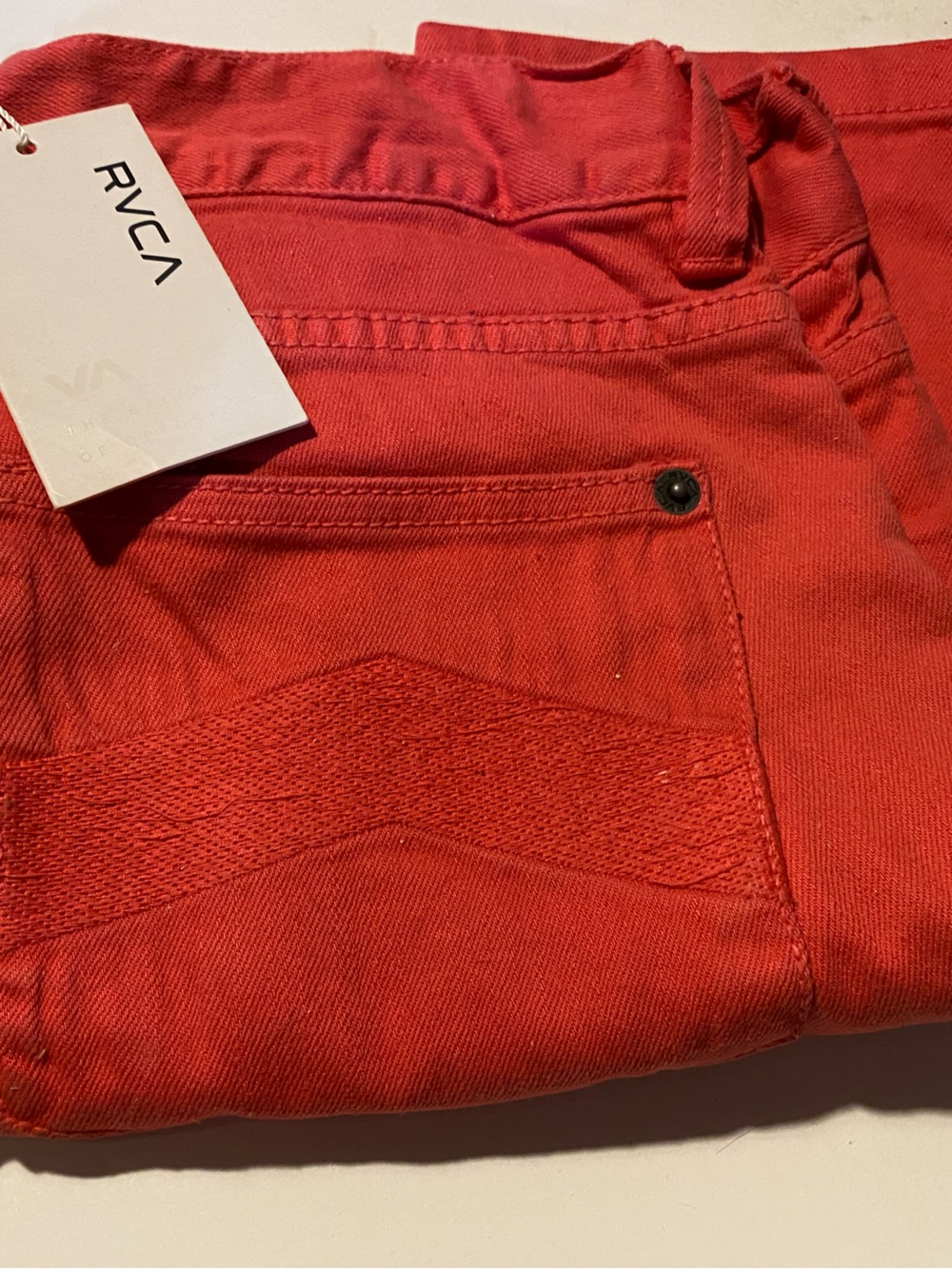 RVCA Women's Coral-Red Skinny Jeans